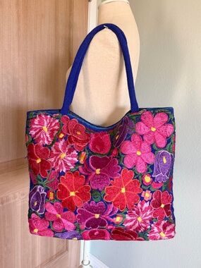Handwoven Mayan Huipil Guatemalan Embroidered Tote Bag